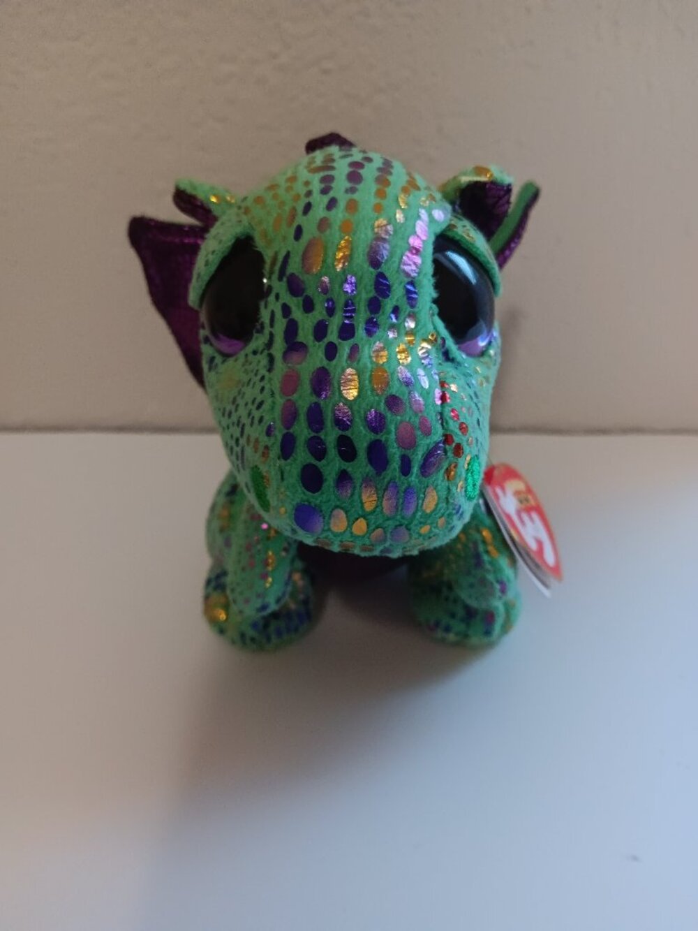 TY Beanie Boo Cinder Green and Purple Dragon Plush - 6"  with tags
